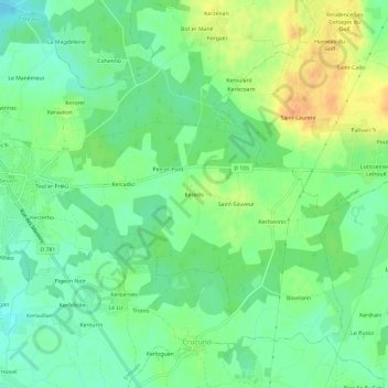 Topografische Karte Keredo, Höhe, Relief