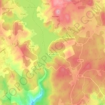 Topografische Karte Puy du Rieux, Höhe, Relief