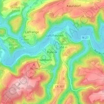 Topografische Karte Bonnal, Höhe, Relief