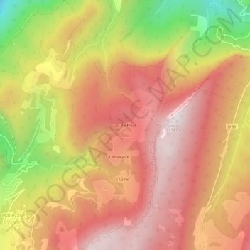 Topografische Karte Les Bachieux, Höhe, Relief