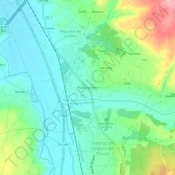 Topografische Karte Ponte da Pedra, Höhe, Relief