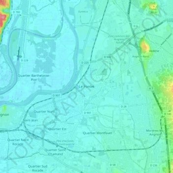 Topografische Karte Le Pontet, Höhe, Relief