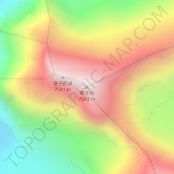 Topografische Karte 章子峰, Höhe, Relief