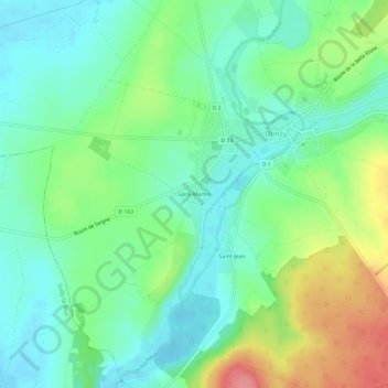 Topografische Karte Saint-Martin, Höhe, Relief