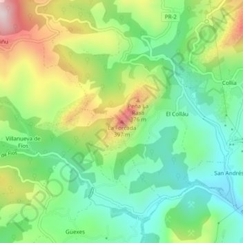 Topografische Karte La Forcada, Höhe, Relief