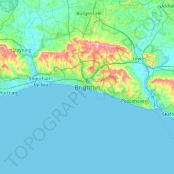 Topografische Karte Brighton, Höhe, Relief
