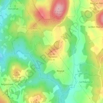 Topografische Karte Puy de la Madelon, Höhe, Relief