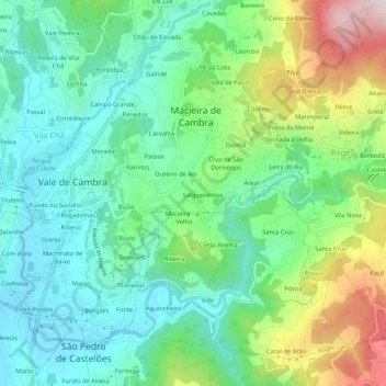 Topografische Karte Fundada, Höhe, Relief