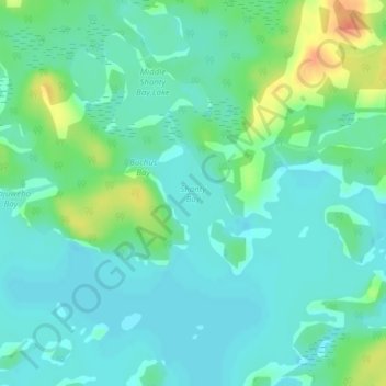 Topografische Karte Shanty Bay, Höhe, Relief