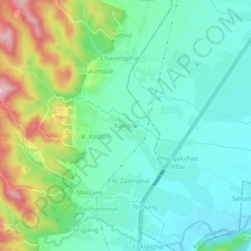 Topografische Karte Kangvai, Höhe, Relief