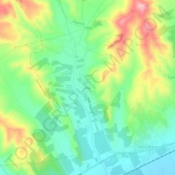 Topografische Karte Uria, Höhe, Relief