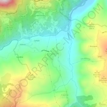 Topografische Karte Cinquecerri, Höhe, Relief