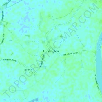 Topografische Karte Luddington, Höhe, Relief