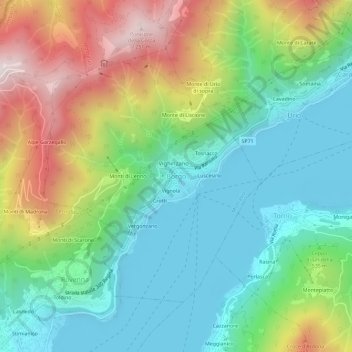 Topografische Karte Borgo, Höhe, Relief