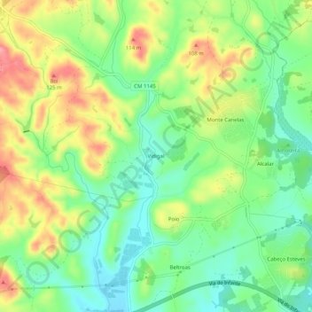 Topografische Karte Vidigal, Höhe, Relief