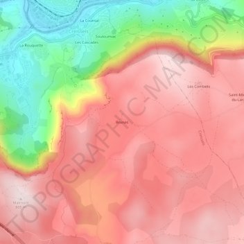 Topografische Karte Brunas, Höhe, Relief