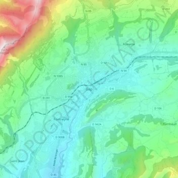 Topografische Karte Gap, Höhe, Relief