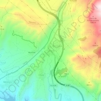 Topografische Karte Talará, Höhe, Relief