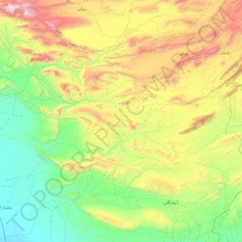 Topografische Karte Kohlu District, Höhe, Relief