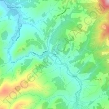 Topografische Karte Greti, Höhe, Relief