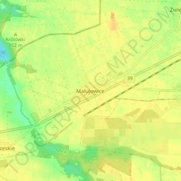 Topografische Karte Małujowice, Höhe, Relief
