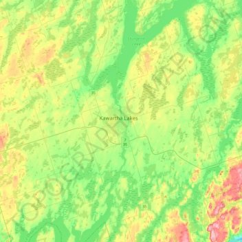 Topografische Karte Kawartha Lakes, Höhe, Relief