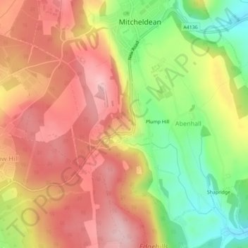 Topografische Karte Plump Hill, Höhe, Relief