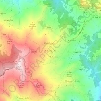 Topografische Karte Garfagnolo, Höhe, Relief