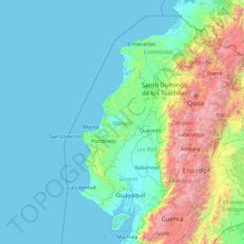 Topografische Karte Manabí, Höhe, Relief