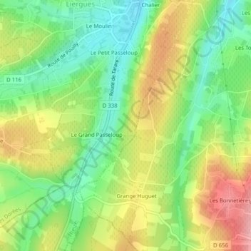 Topografische Karte Chalier, Höhe, Relief