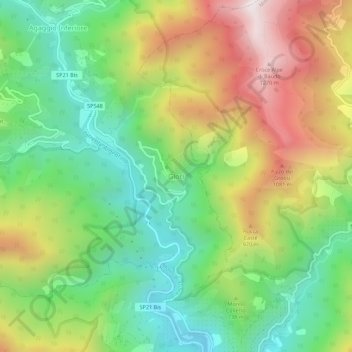 Topografische Karte Glori, Höhe, Relief