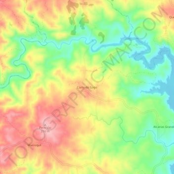 Topografische Karte Corte do Gago, Höhe, Relief