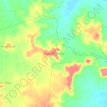 Topografische Karte Barda Barkheda, Höhe, Relief