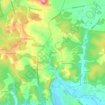 Topografische Karte La Roque, Höhe, Relief