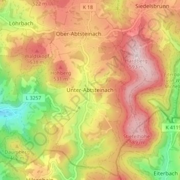 Topografische Karte Unter-Abtsteinach, Höhe, Relief