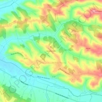 Topografische Karte Marchandel, Höhe, Relief