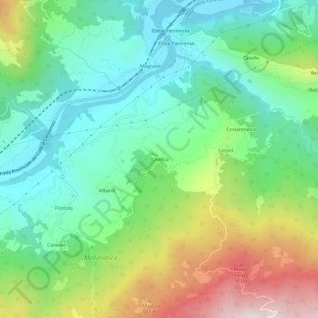 Topografische Karte Baselica, Höhe, Relief