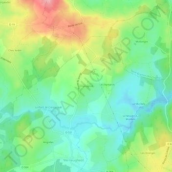 Topografische Karte Chassignol, Höhe, Relief