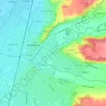Topografische Karte Cabiac, Höhe, Relief