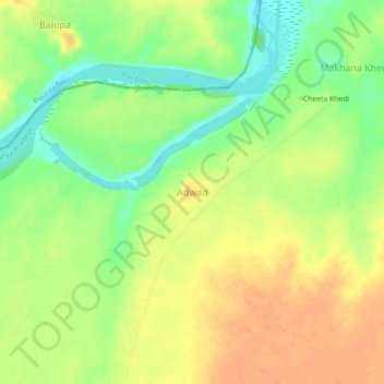 Topografische Karte Adwad, Höhe, Relief
