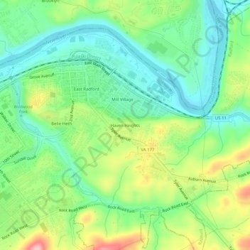 Topografische Karte Haven Heights, Höhe, Relief
