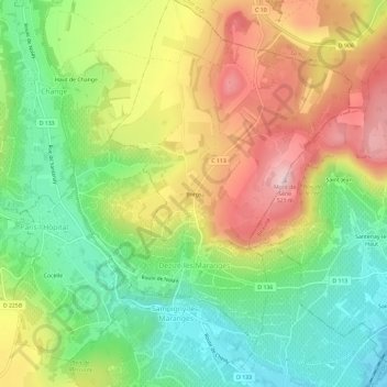 Topografische Karte Borgy, Höhe, Relief
