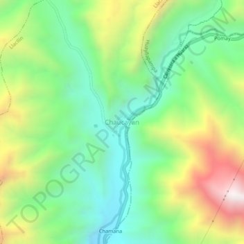 Topografische Karte Chaucayan, Höhe, Relief