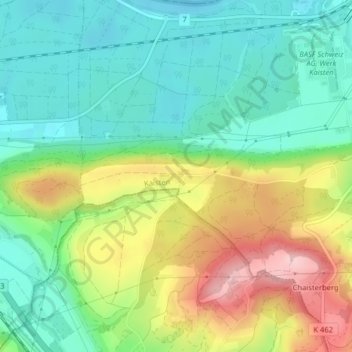 Topografische Karte Warthof, Höhe, Relief