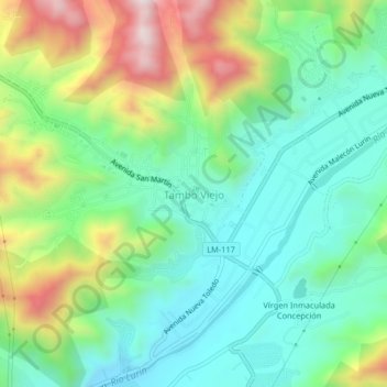 Topografische Karte Tambo Viejo, Höhe, Relief