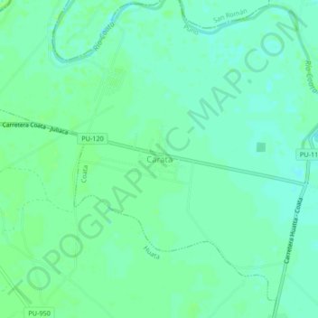 Topografische Karte Carata, Höhe, Relief