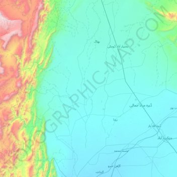 Topografische Karte Kachhi District, Höhe, Relief