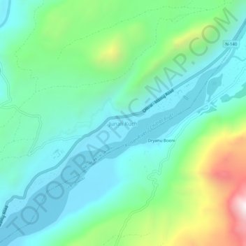 Topografische Karte Junali Kuch, Höhe, Relief