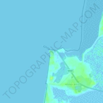Topografische Karte કોટેશ્વર, Höhe, Relief