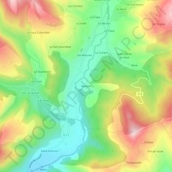 Topografische Karte Bannon, Höhe, Relief